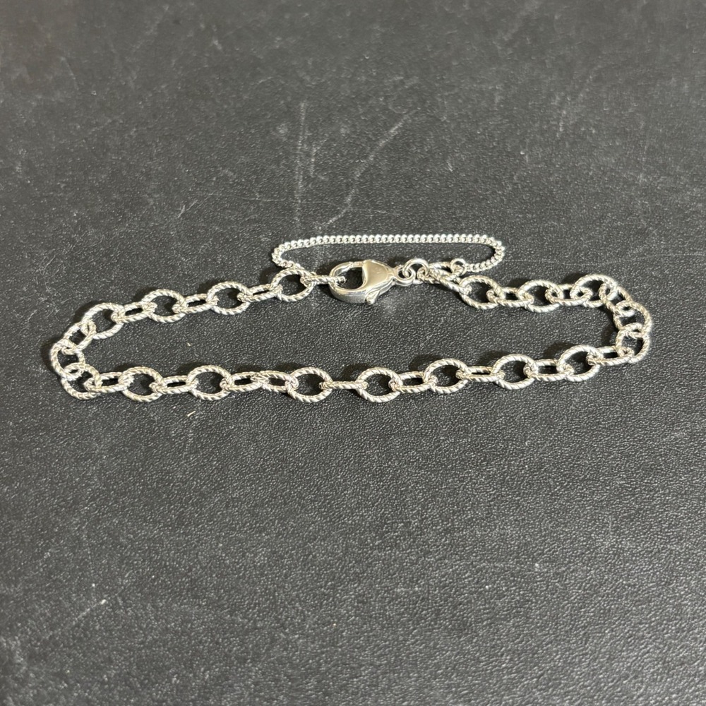 James Avery Twisted Wire Cable Charm Bracelet w/Safety Chain  JA 925 Germany